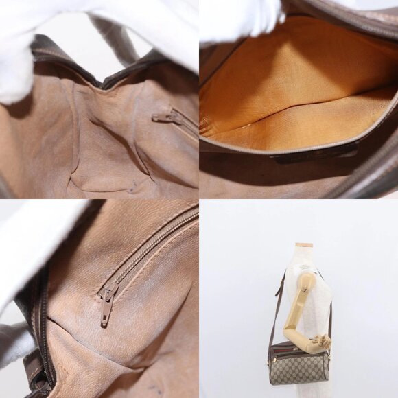 GUCCI GG Supreme Web Sherry Line Bag PVC Beige Gold 56 02 088 Auth 156434 - Picture 15 of 15